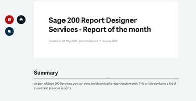 Sage 200 Report of the Month